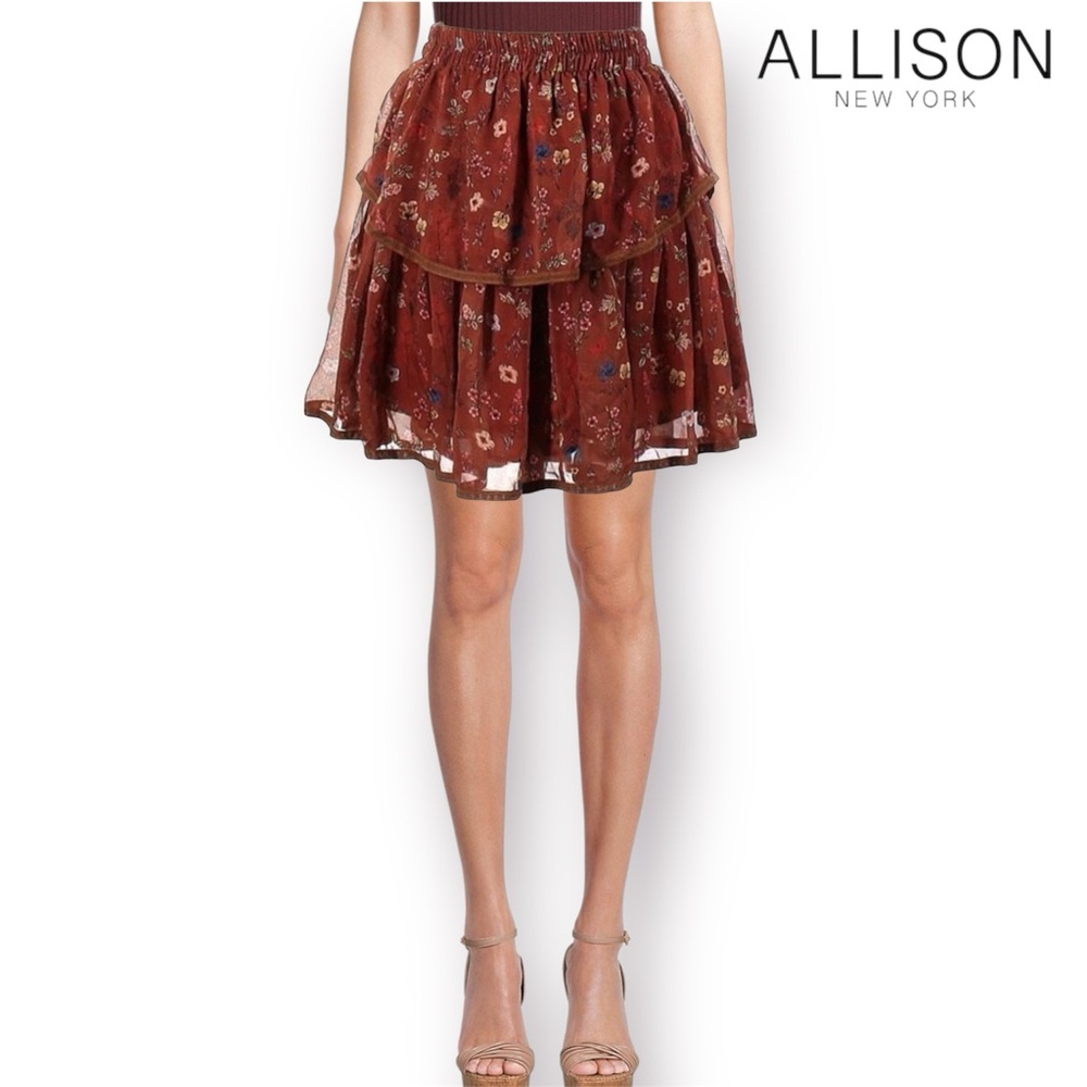 🛍️SALE🛍️ ALLISON NEW YORK Floral Print Ruffled Tiered Mini Skirt (NWOT) - Picture 3 of 12